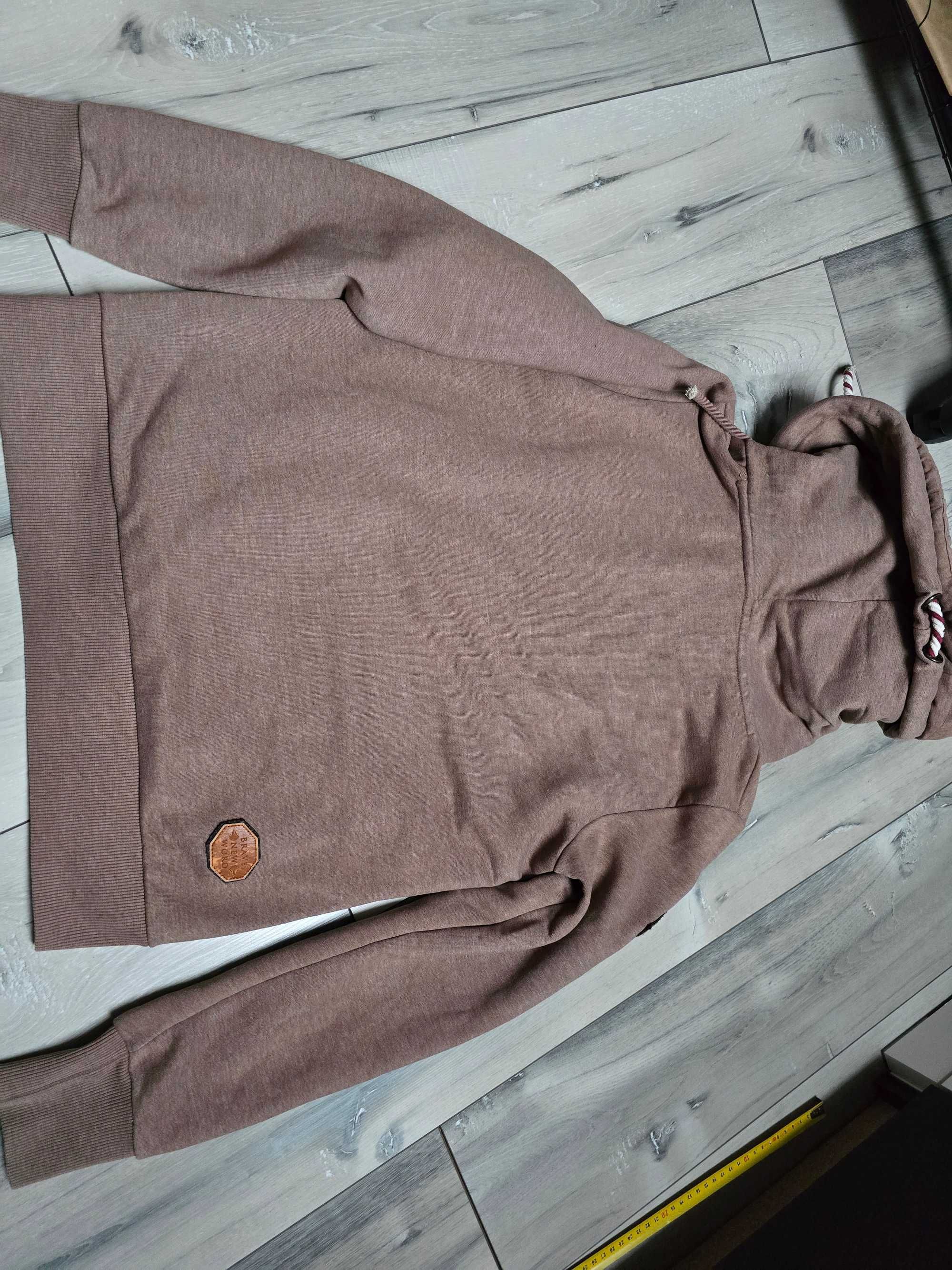 Naketano bluza damska rozmiar L brązowa beżowa z kominem golfem