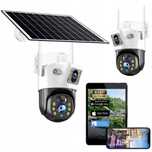 Solarna Zewnętrzna kamera dwa obiektywy 4K HD 8MP Karta SIM 4G LTE