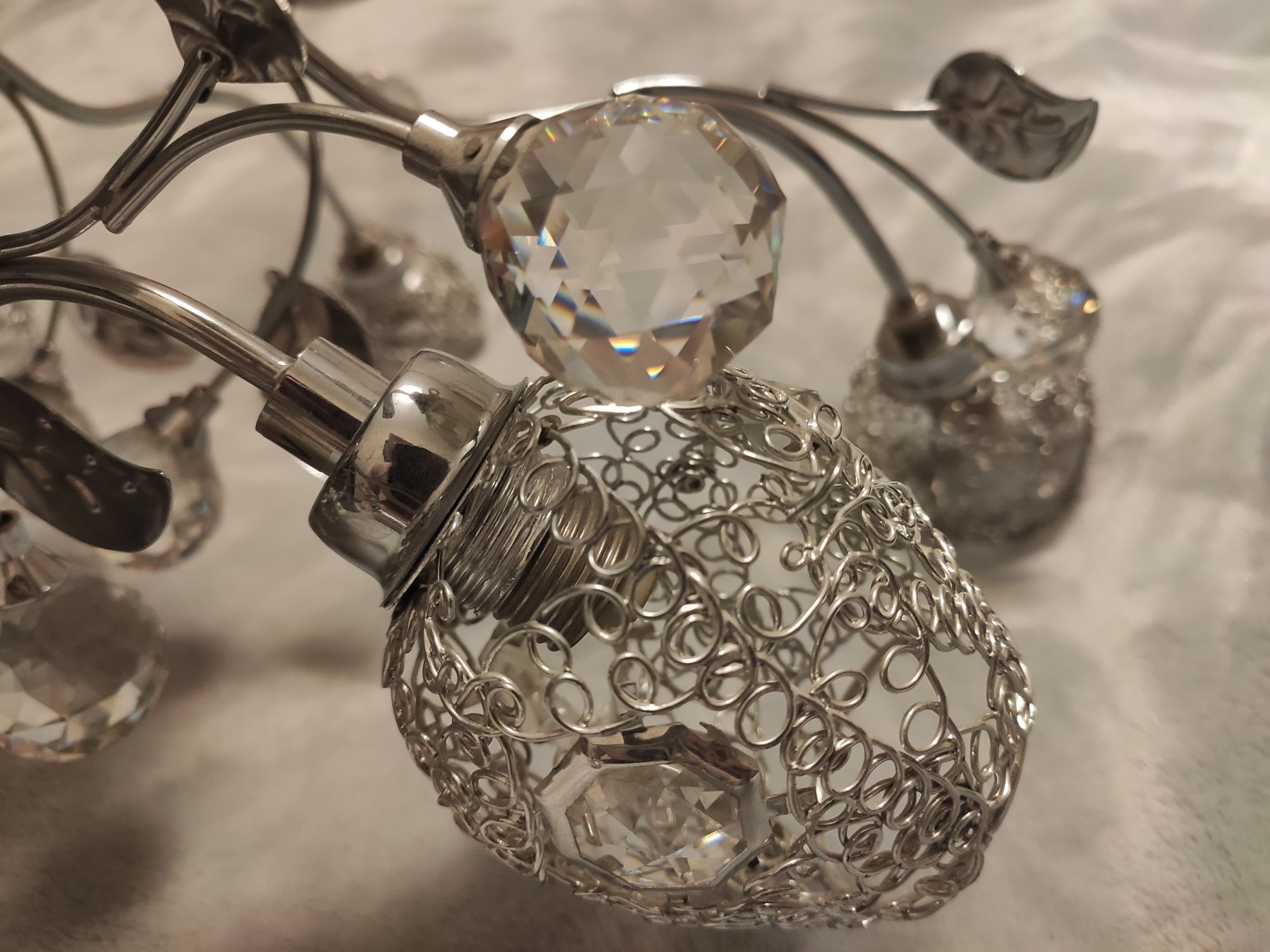 Lampa sufitowa żyrandol wisząca z kryształkami Glamour DUŻA do salonu