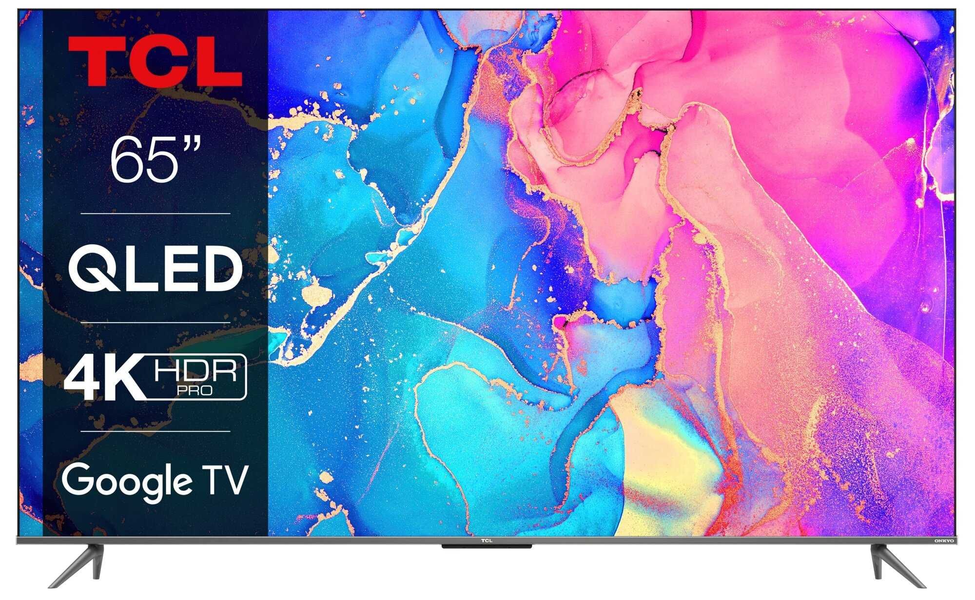 TCL QLED 65" 4K Google TV WiFi HDMI 2.1 DVB-T2 65C635 Telewizor NowyGW