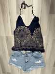Top halter rozkloszowana bluzka L/40 boho