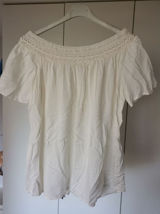 Nowa, śliczna kremowa bluzka wiskoza hiszpanka ażurowa 40