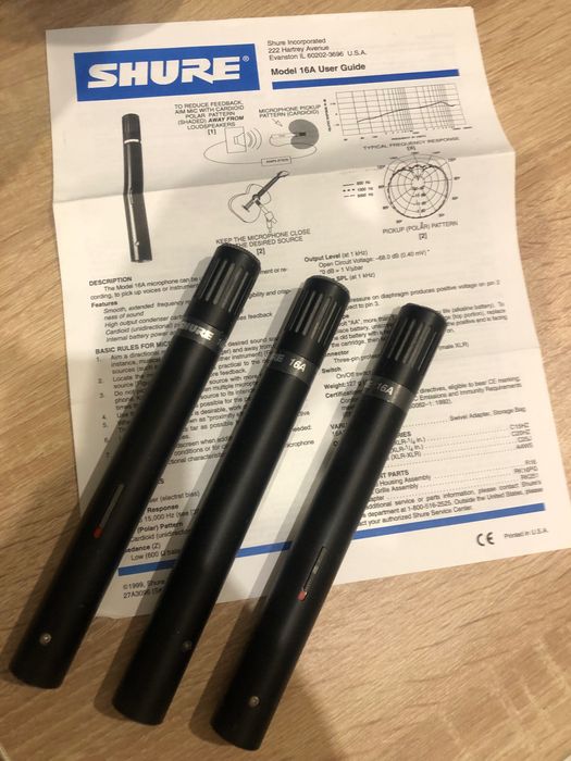Mikrofony 3xSHURE 16A pojemnosciowe