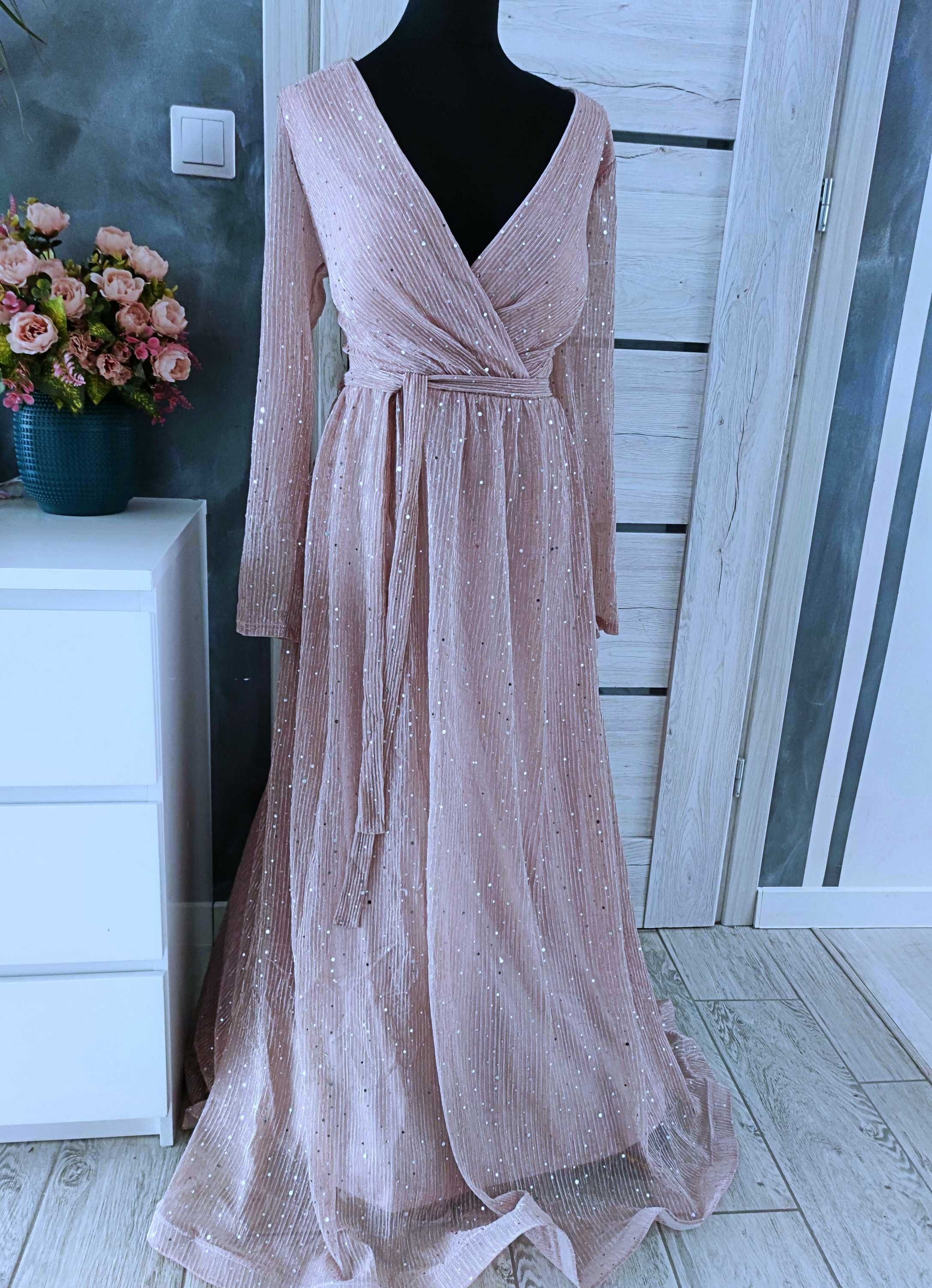 suknia tiulowa wieczorowa rozmiar 42 błyszcząca xl na wesele