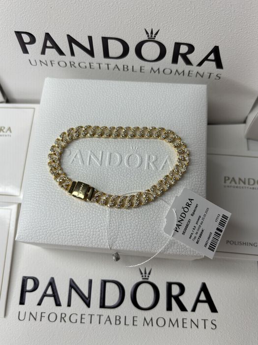 Браслет Пандора Pandora сяюче паве «Кубинське плетіння з паве»