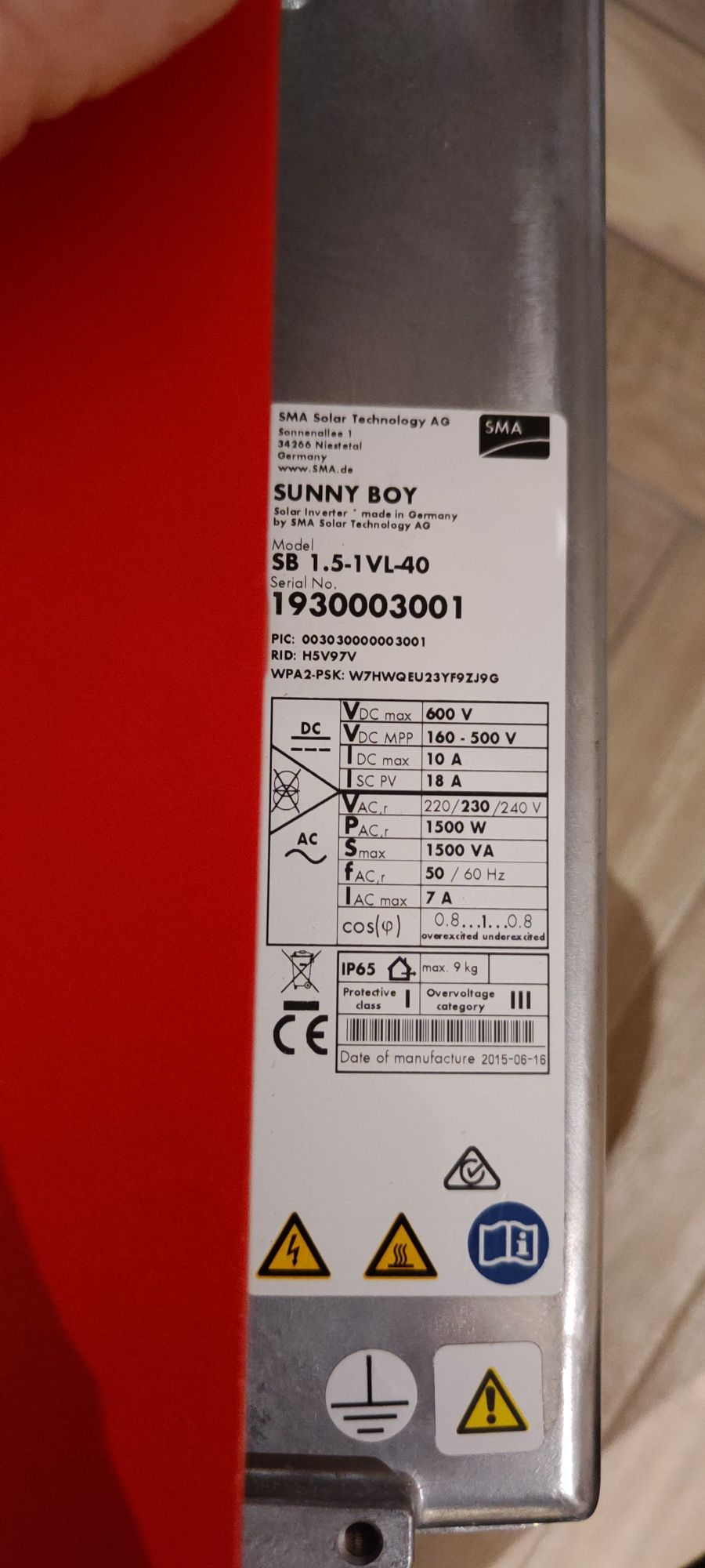 Falownik / Inwerter SMA Sunny Boy 1.5 – w pełni sprawny