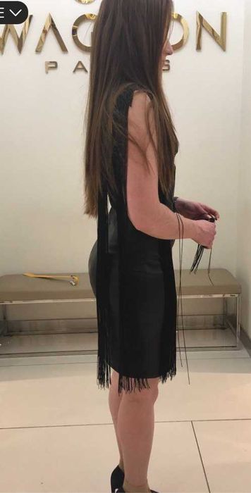 Шкіряна сукня Waggon з інкрустацією камінням на плечах Waggon