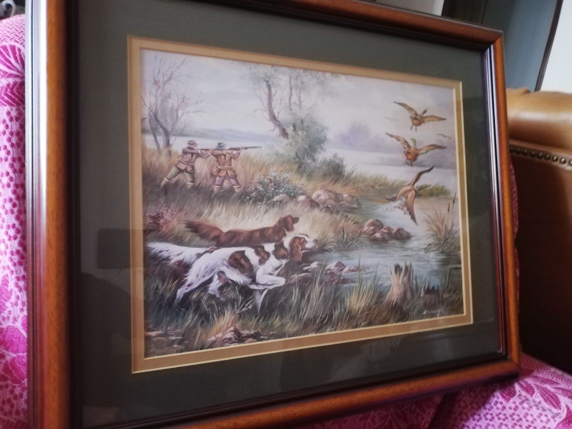 Quadro Antigo Caça