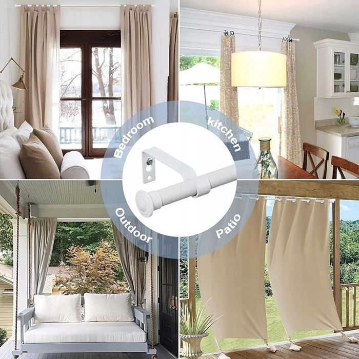 Karnisz na firanki zasłony regulowany metalowy 71-127 cm Ø 16mm biały