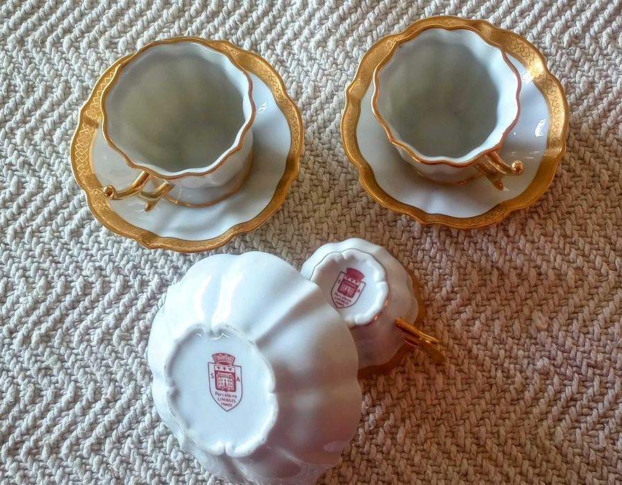 3 lindas chávenas antigas de café de Porcelana "Limoges"