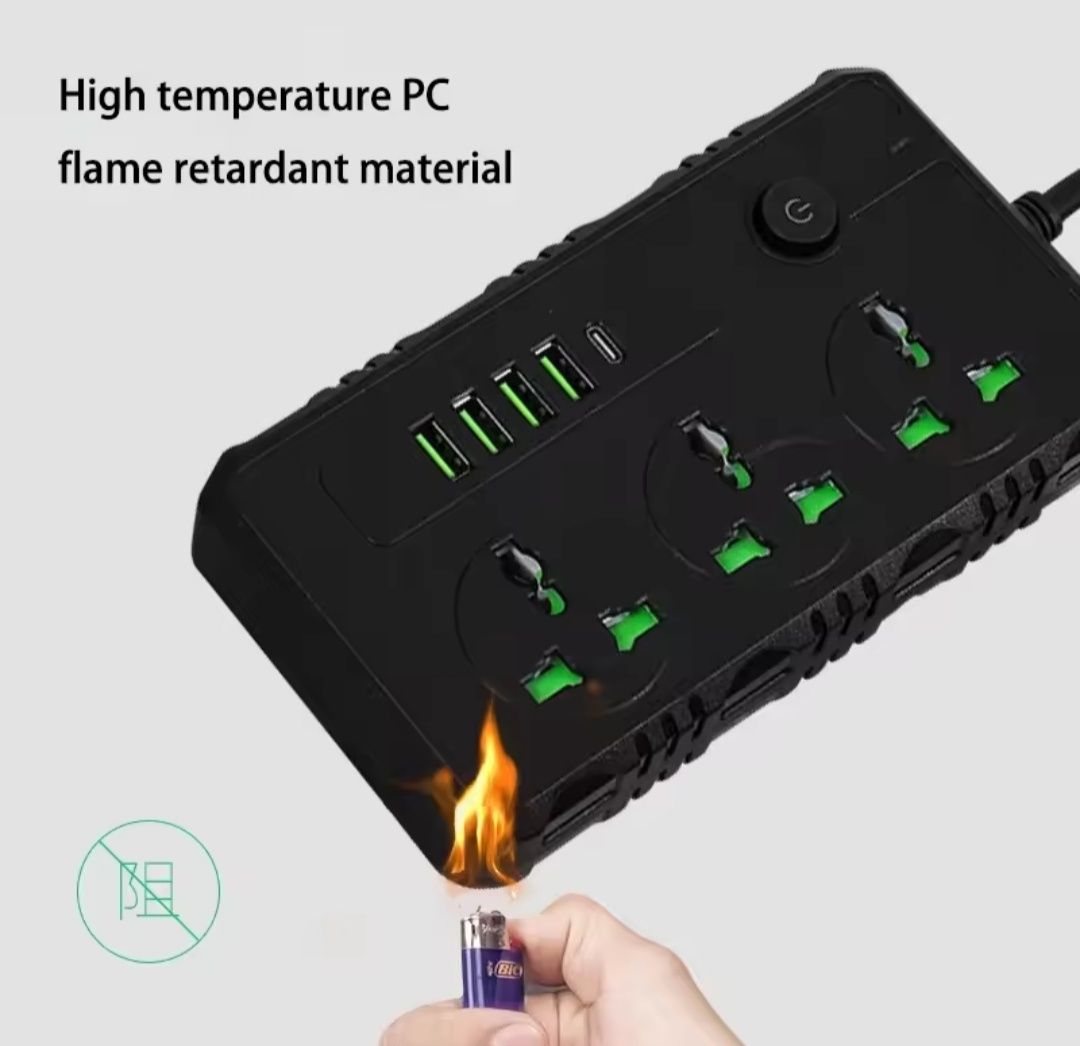 Сетевой фильтр удлинитель с 3 розетками и 4 USB разъемами 2м