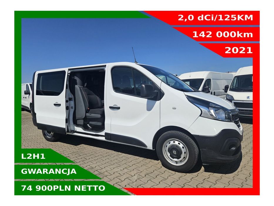 Renault Trafic L2H1 *74900zł NETTO* Brygadówka 6 osób 2,0dCi/120KM  Duża Navi, AndroidAuto, AppleCarplay, Klimatyzacja, Tempomat