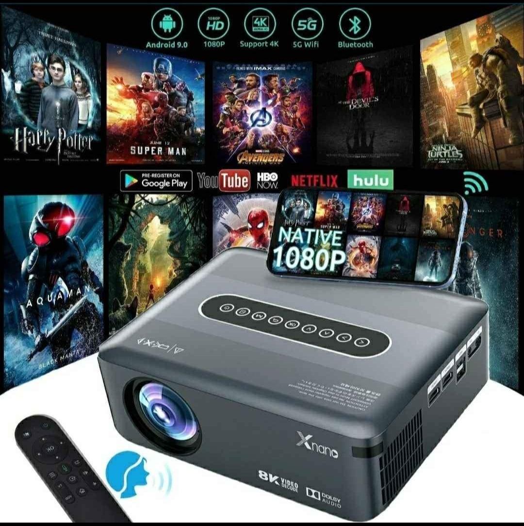 Projetor android 12000 lumens + keystone 4D + WiFi + Bluetooth + Nativ