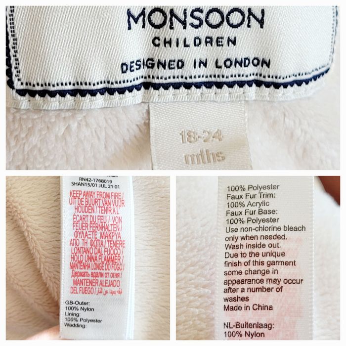 Perłowa kurtka 86-92 płaszczyk z falbanami i kokardkami futrzany