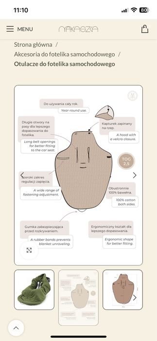 Makaszka otulacz do fotelika do wózka śpiworek w małpki polska marka