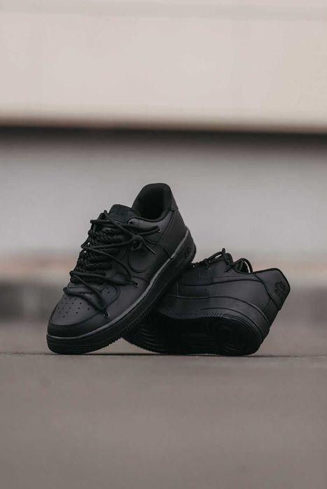 Кросівки Nike Air Force 1 Low Custom Off shoelaces Black premium