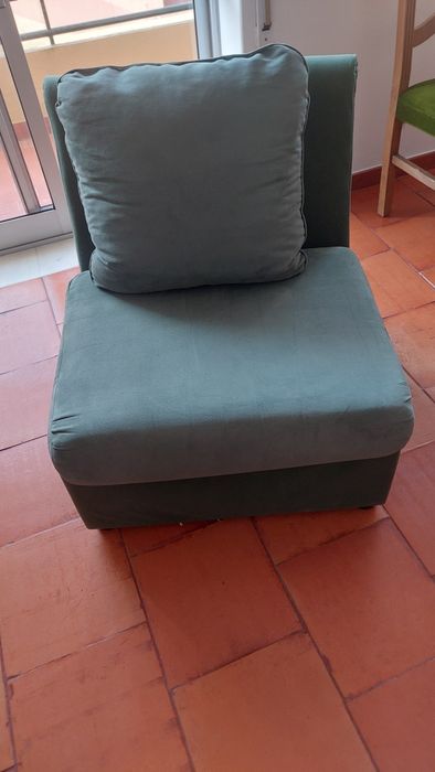 Cadeirão veludo + almofada Verde