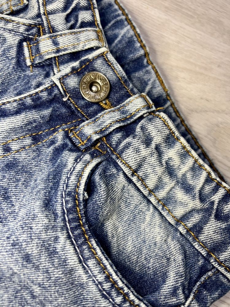 Spodnie, jeansy na gumce boyfriend z przetarciami dziewczęce, 110