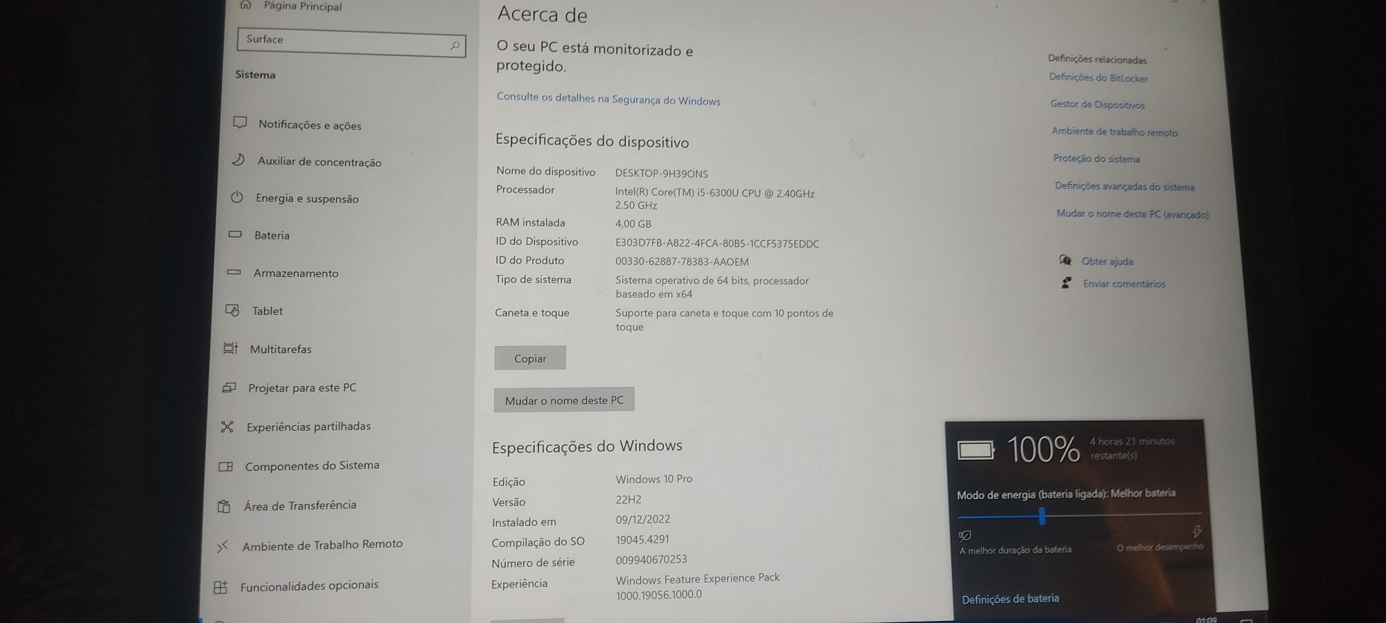 Surface 4 Pro - I5-6300 -4 Gb Ram - 120gb - Teclado