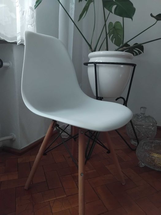 Krzesło Skandynawskie do Salonu Jadalni Kuchni Nowoczesne Białe