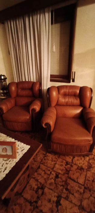 Sofá de sala de estar em pele