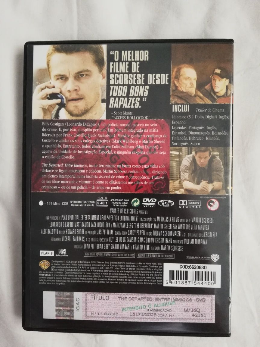 Dvd do filme "The Departed - Entre Inimigos" (portes grátis)