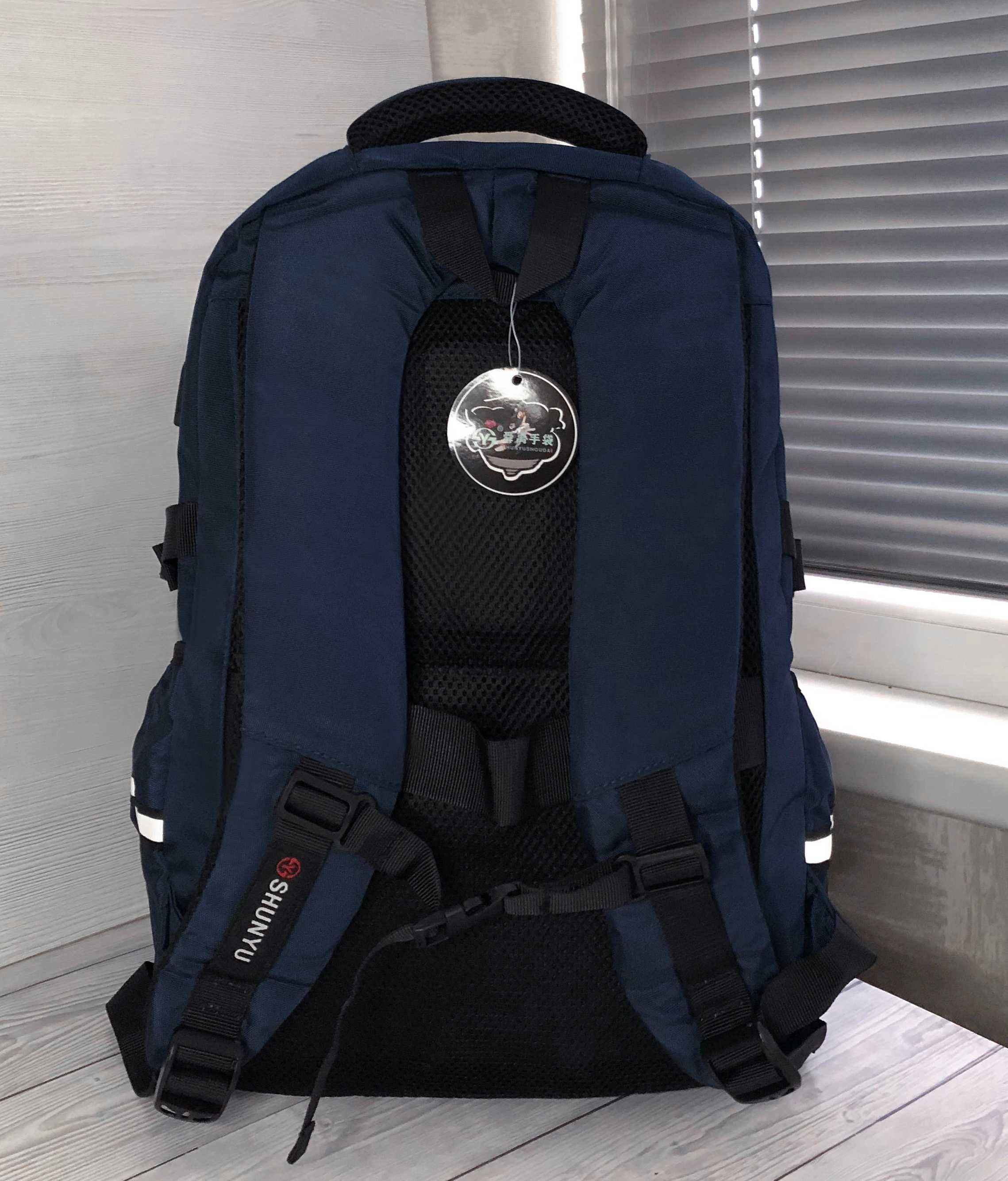Мужской рюкзак с USB  темно-синий повседневный, для ноутбука 17 дюймов