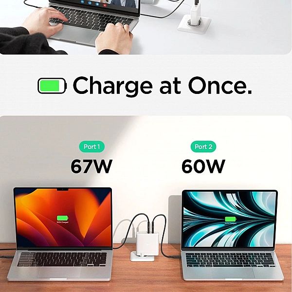 Spigen Arcstation Pro Gan-1402/2-Port Network Charger 140W White