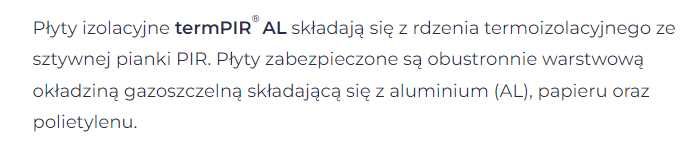 Gór Stal płyty PIR TermPir AL Każda grubości!