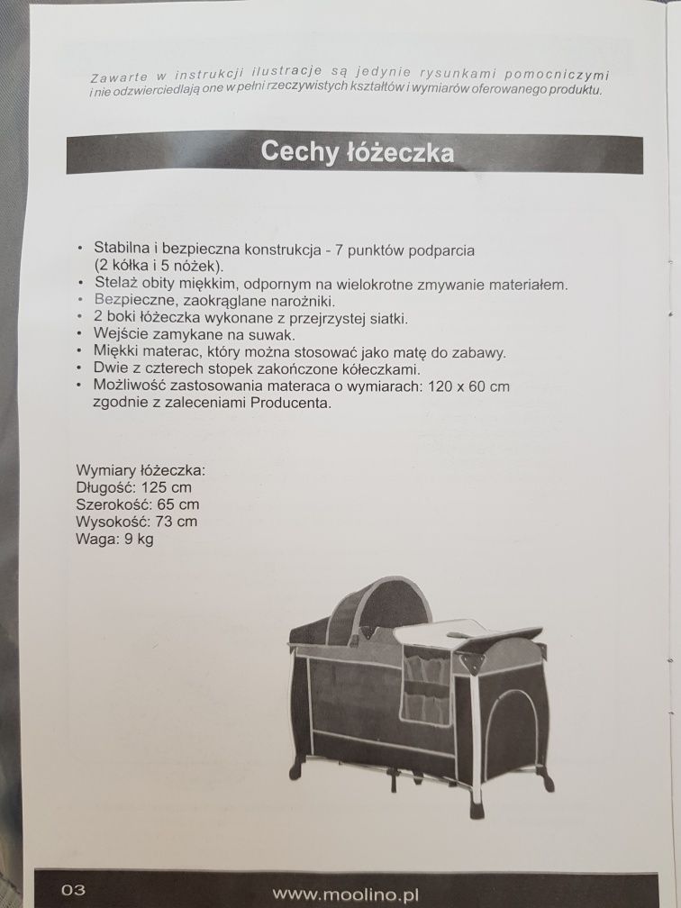 Łóżeczko turystyczne Moolino Happy +