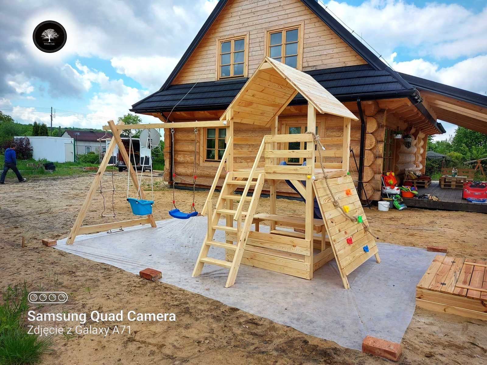 Drewniany plac zabaw, kompletny, domek dziecięcy, montaż GRATIS