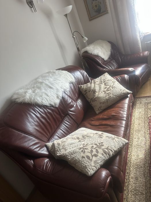 Sofa + fotel skorzany