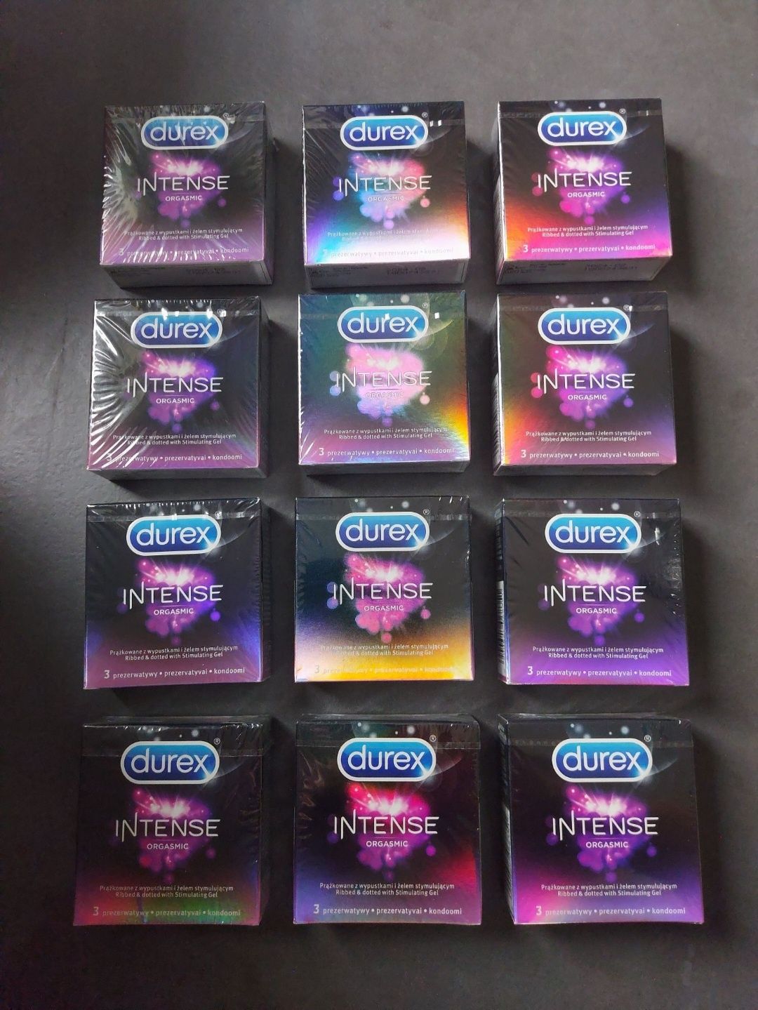 Zestaw prążkowanych prezerwatyw DUREX Intense Orgasmic żel stymulujący