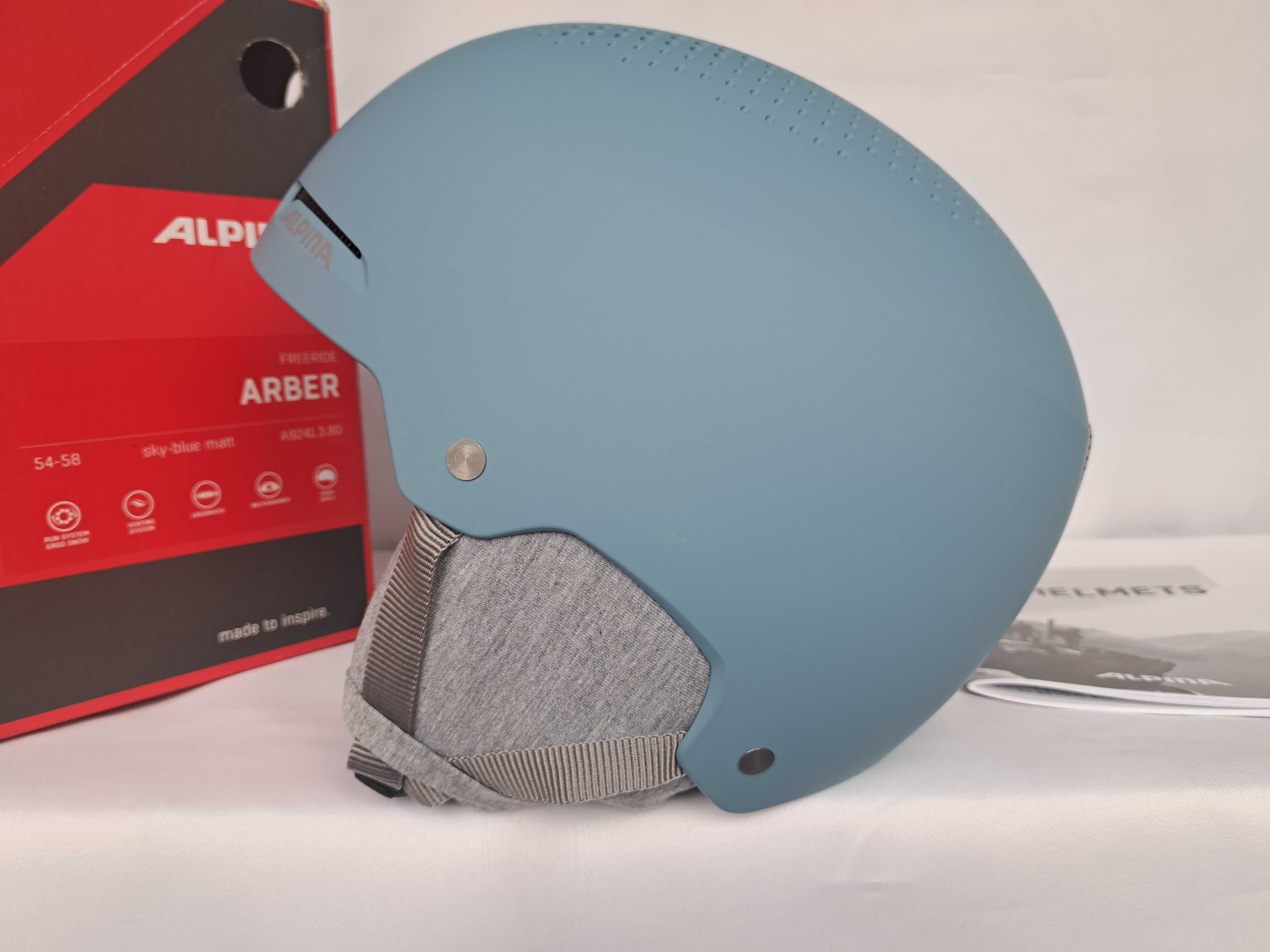 Kask Narciarski Alpina Arber Freeride Sky Blue Matt 54-58cm