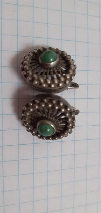 Серебро клеймо звезда серп молот серьги и кольцо серебряные бирюза нат