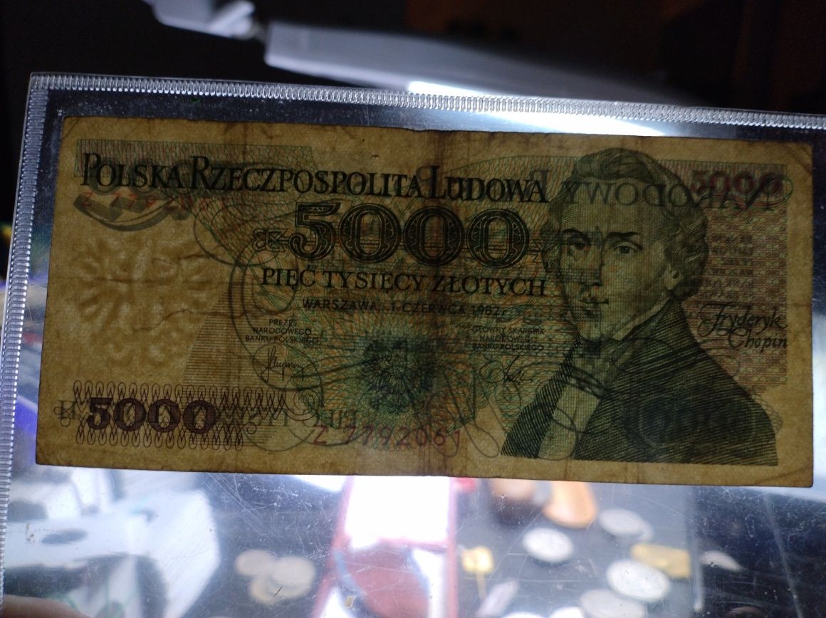 PRL banknot 5 tysięcy Fr. Chopin seria Z z 1982 roku