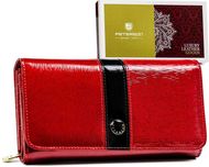 Portfel Damski PETERSON Klasyczny SKÓRZANY Elegancki LAKIEROWANY Red