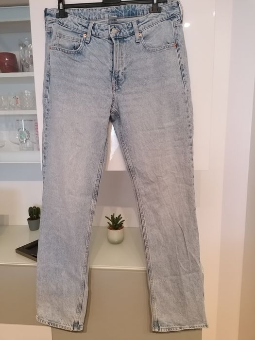 Calças de ganga straight regular fit mid waist tamanho 42