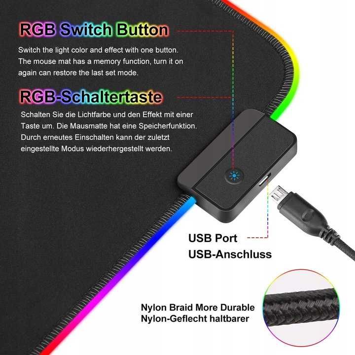 WOTEK gms-x5 Podkładka pod mysz 80x30 RGB LED