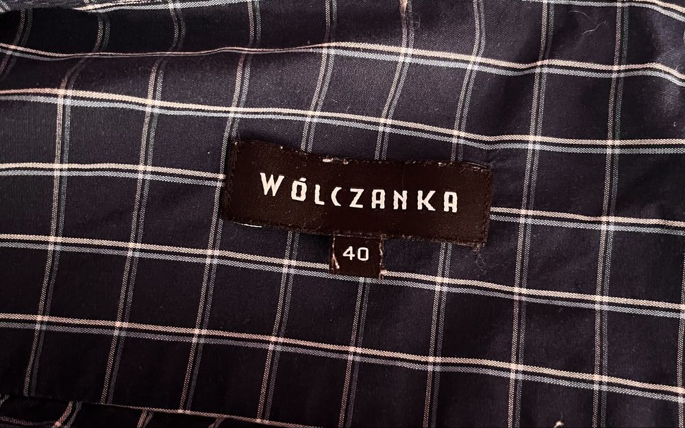 Granatowa w kratkę koszula męska z długim rękawem Wólczanka L