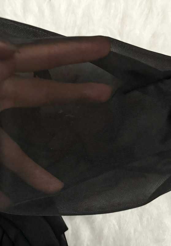 Crop top transparentne rękawy s m bufiaste rękawy przezroczyste