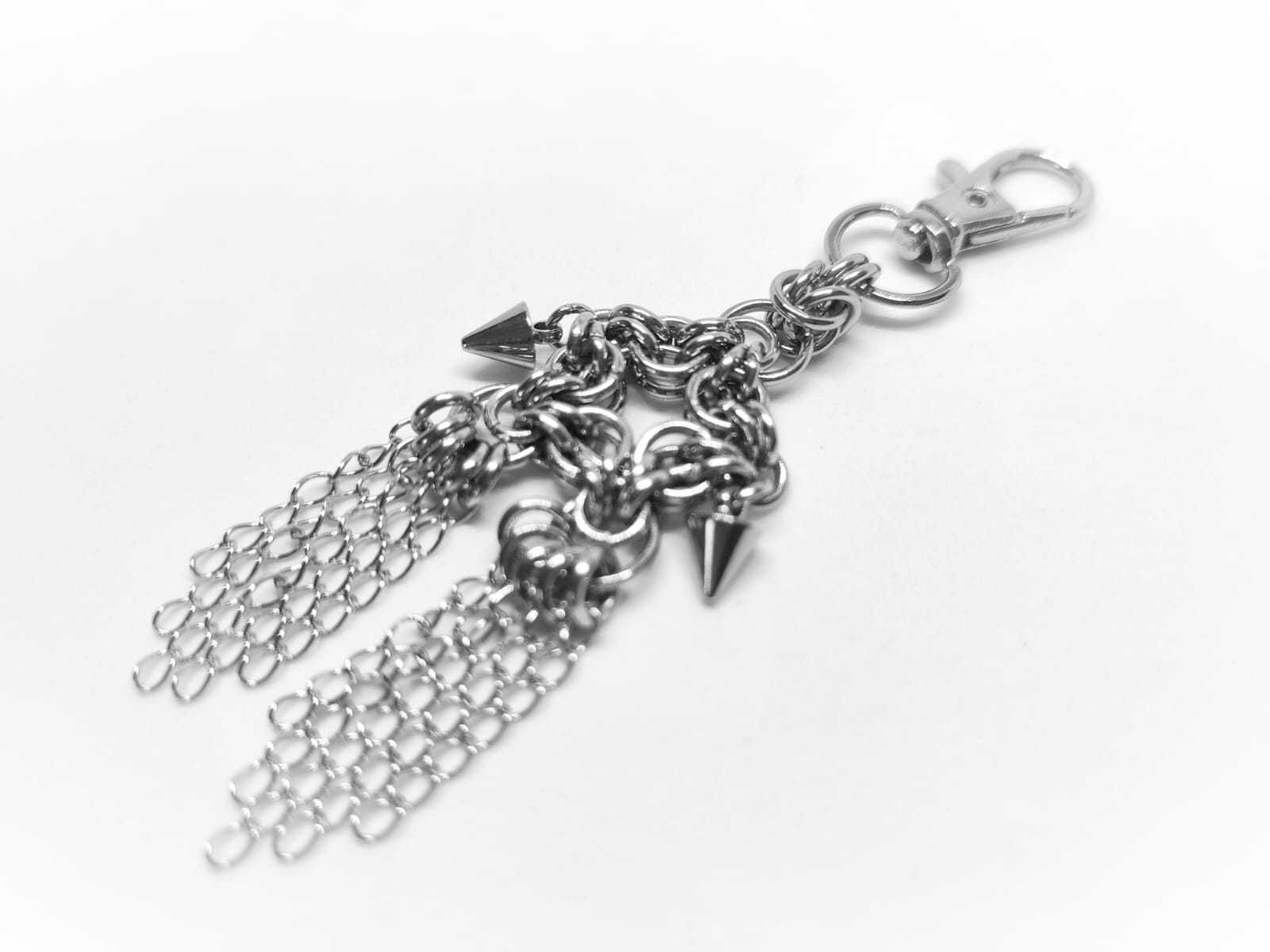 Brelok chainmail z kolcami | Stal chirurgiczna i nierdzewna | 10 cm
