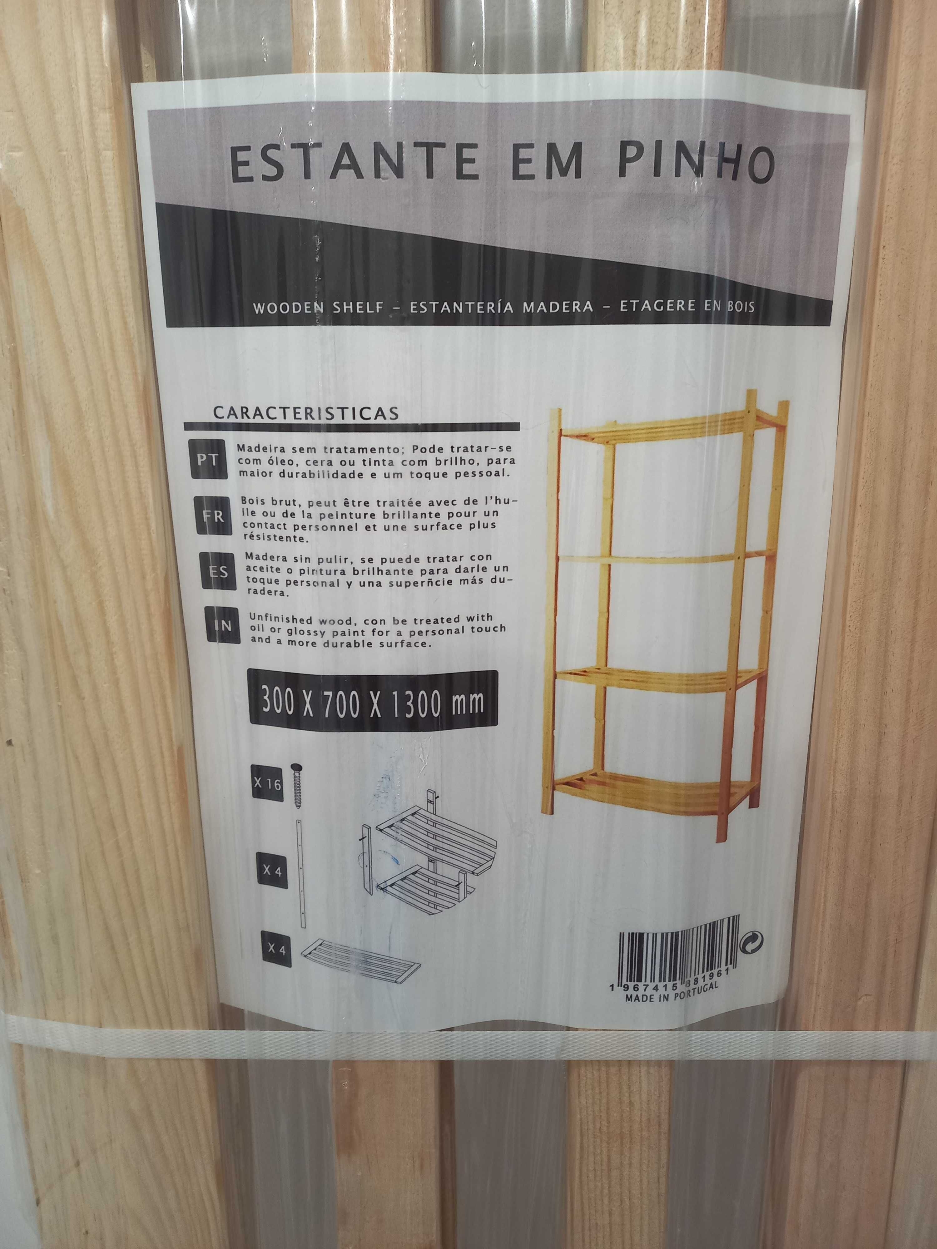 Estante em pinho NOVA 30cm por 70 cm por 130 cm