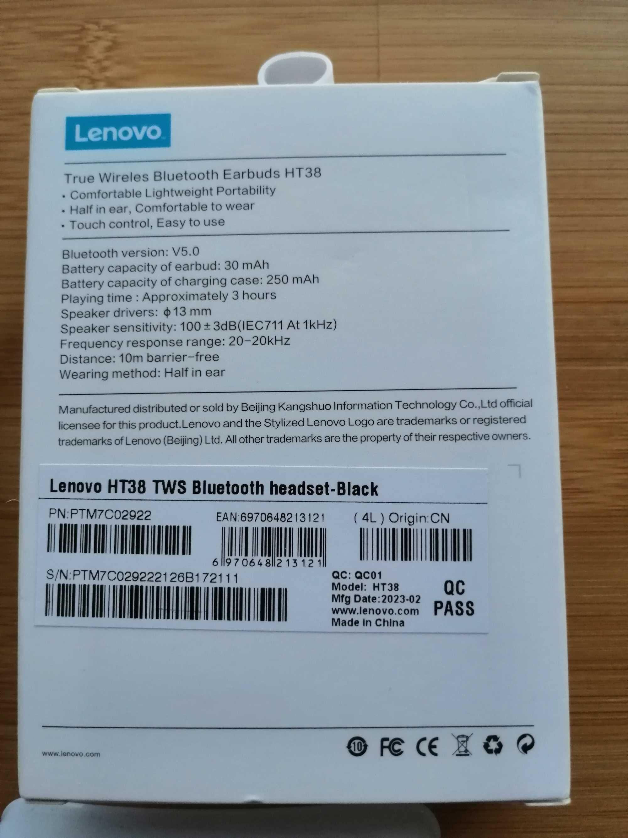 Auriculares Lenovo Bluetooth, earphones NOVOS