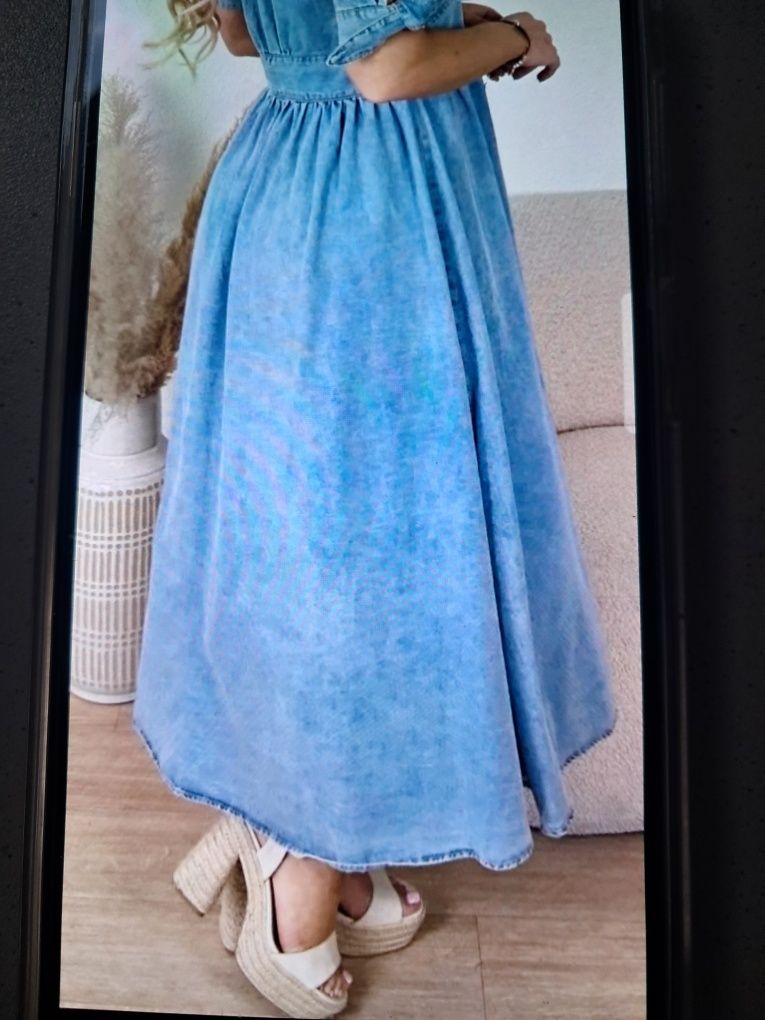 Vestido comprido de ganga Novo