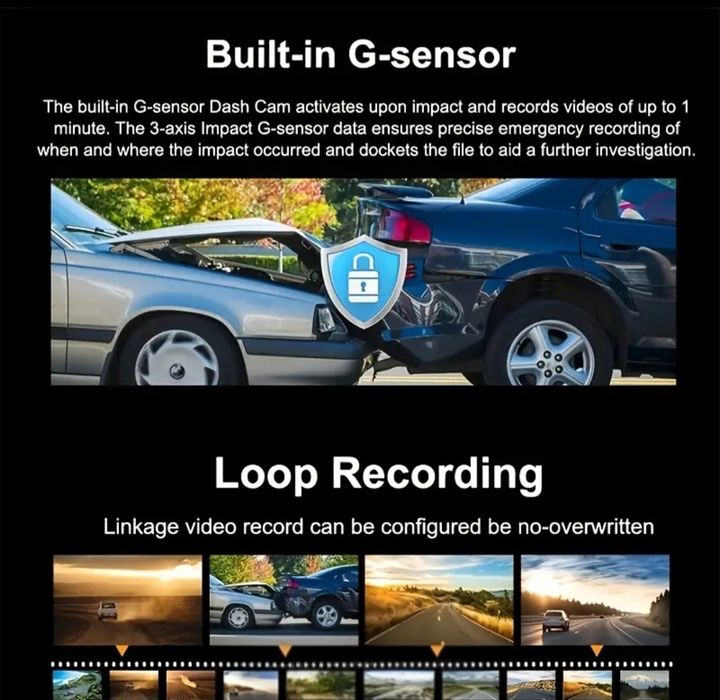 Câmara dupla de vigilancia para carro 1080P com sensor