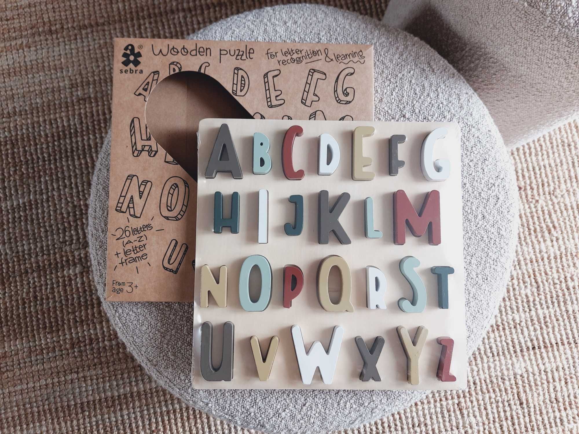 Sebra Puzzle Alfabet drewniane klocki litery/ zara home/ oyoy/ liewood