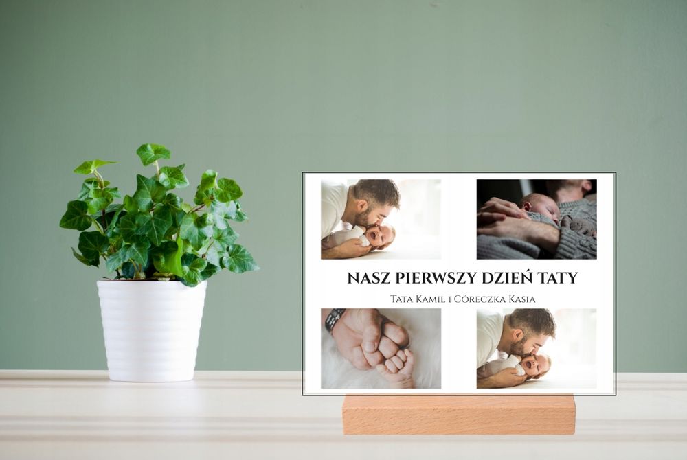 Tabliczka Statuetka  dla Taty Pierwszy Dzień Taty + Imiona Zdjęcia