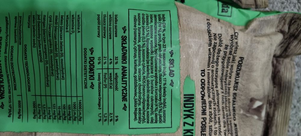 Karma sucha wiejska zagroda indyk z królikiem 2x2kg