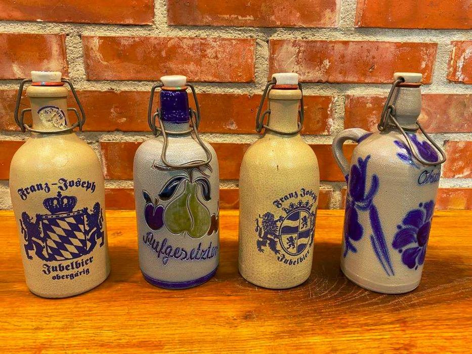 Butelki ozdobne, kamionka, 0,5 l. antyk.